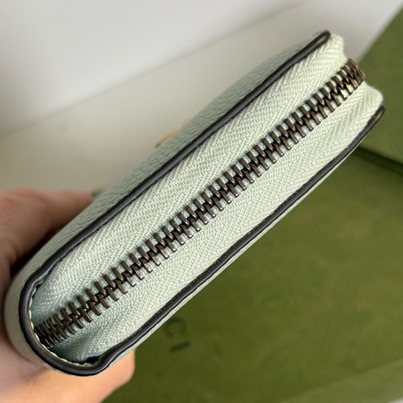 GUCCI GG Marmont Zip Around Wallet w/ Bamboo in Teal ~ NWT & COA - Picture 6 of 15